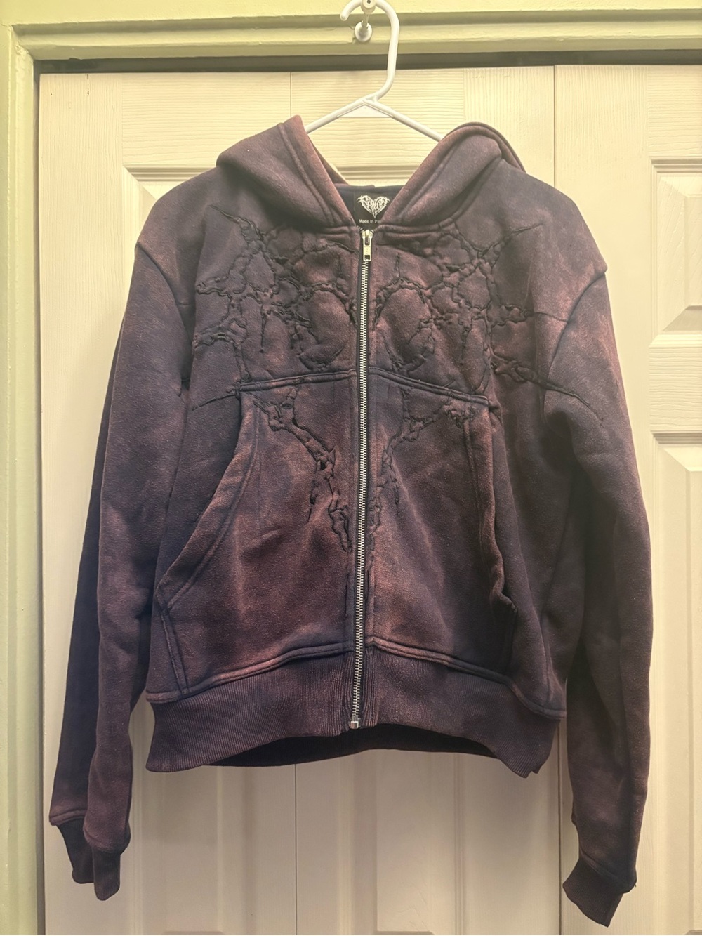 Pholoh “Half a Million” Embroidery Zip-Up Hoodie in Purple